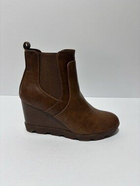 Xappeal Women’s Elise Brown Wedge Ankle Booties, Size 8.5 M